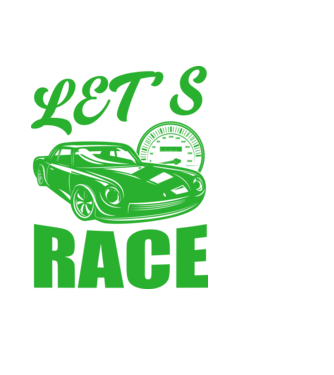 Let's Race - Versenyezzünk! minta fekete pólón