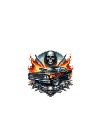 Muscle Car - Izomautó minta fekete pólón