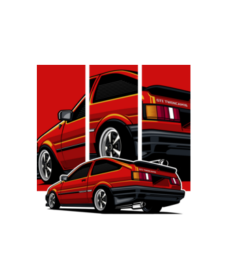 Toyota AE86 minta fehér pólón