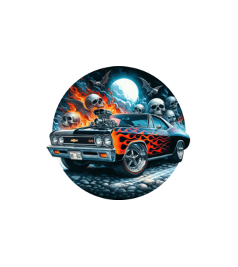 Muscle Car - Izomautó minta fehér pólón