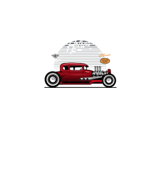 Hot Rod minta fehér pólón