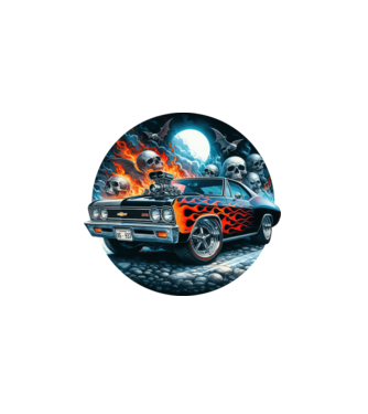 Muscle Car - Izomautó minta fehér pólón