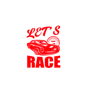 Let's Race - Versenyezzünk! minta fekete pólón
