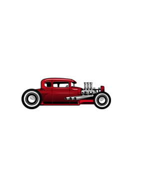 Hot Rod minta fehér pólón