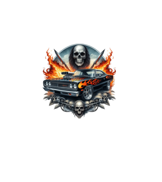 Muscle Car - Izomautó minta fekete pólón
