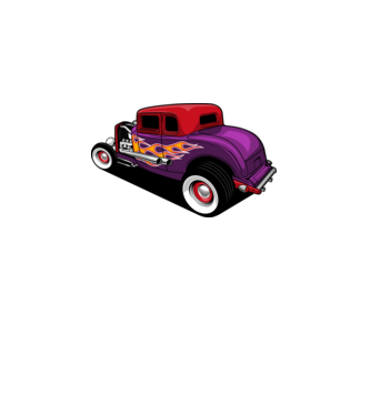 Hot Rod minta fehér pólón