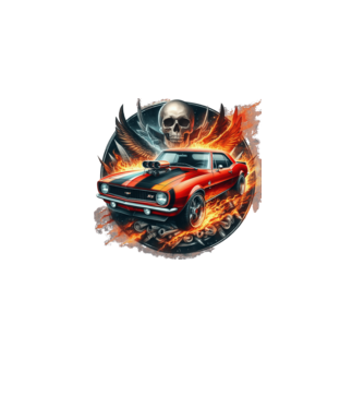 Muscle Car - Izomautó minta fekete pólón