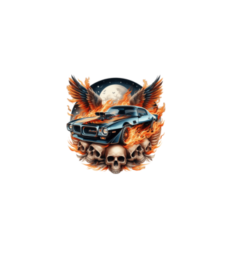 Muscle Car - Izomautó minta fekete pólón