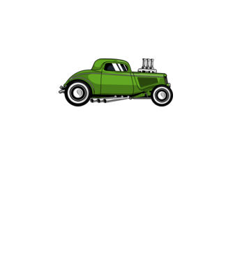Hot Rod minta zöld pólón