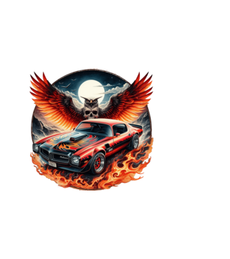 Muscle Car - Izomautó minta sötétkék pólón