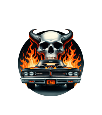 Muscle Car - Izomautó minta fehér pólón