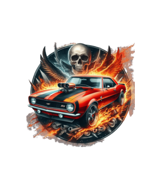 Muscle Car - Izomautó minta fehér pólón