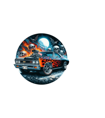 Muscle Car - Izomautó minta sötétkék pólón