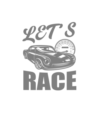 Let's Race - Versenyezzünk! minta fekete pólón