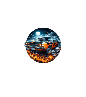 Muscle Car - Izomautó minta fekete pólón