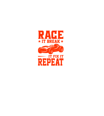 Race it, Break it, Fix it, Repeat - Versenyezz vele, törd meg, javítsd, Ismétlés minta fekete pólón