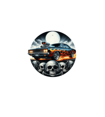 Muscle Car - Izomautó minta fekete pólón