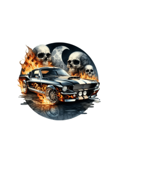 Muscle Car - Izomautó minta fekete pólón