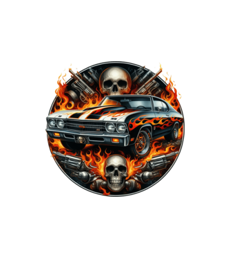 Muscle Car - Izomautó minta homokszín pólón