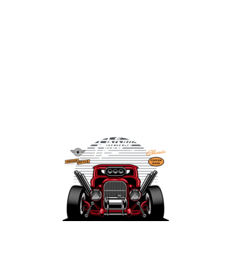 Hot Rod minta fehér pólón