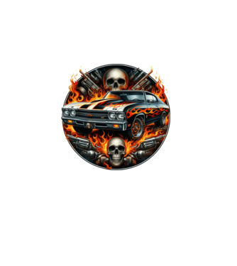 Muscle Car - Izomautó minta fekete pólón