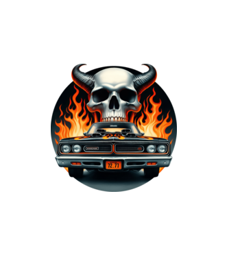 Muscle Car - Izomautó minta fehér pólón