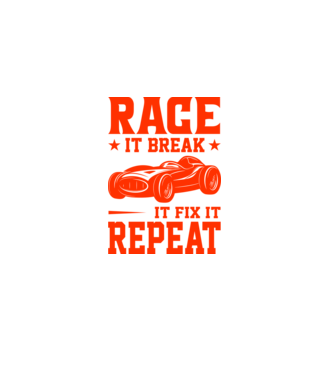 Race it, Break it, Fix it, Repeat - Versenyezz vele, törd meg, javítsd, Ismétlés minta fekete pólón
