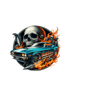 Muscle Car - Izomautó minta fekete pólón
