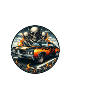 Muscle Car - Izomautó minta fekete pólón