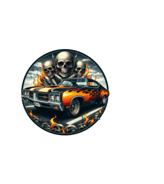 Muscle Car - Izomautó minta sötétkék pólón