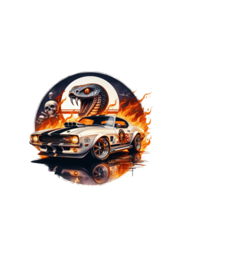 Muscle Car - Izomautó minta sötétkék pólón