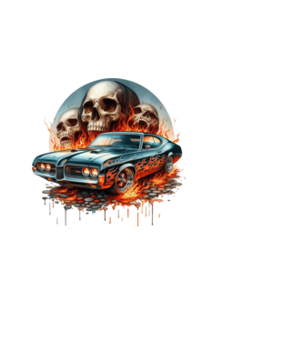 Muscle Car - Izomautó minta fekete pólón