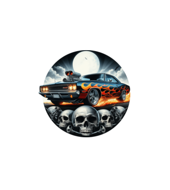 Muscle Car - Izomautó minta fehér pólón