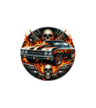 Muscle Car - Izomautó minta fehér pólón