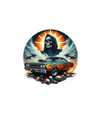 Muscle Car - Izomautó minta fehér pólón