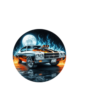 Muscle Car - Izomautó minta sötétkék pólón