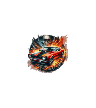 Muscle Car - Izomautó minta fekete pólón