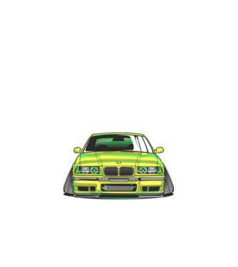 BMW E36 ˝negatív dőlésszög˝ minta fekete pólón