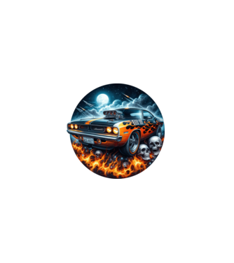 Muscle Car - Izomautó minta fekete pólón