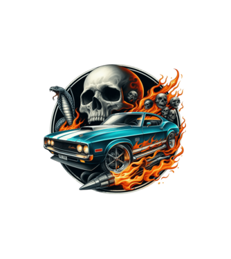Muscle Car - Izomautó minta fehér pólón