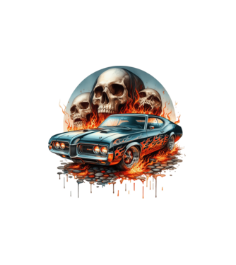 Muscle Car - Izomautó minta fehér pólón
