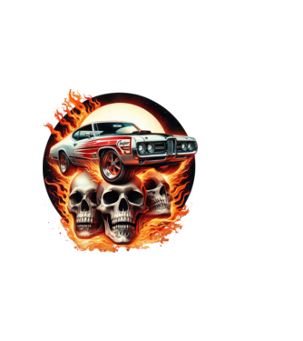 Muscle Car - Izomautó minta sötétkék pólón