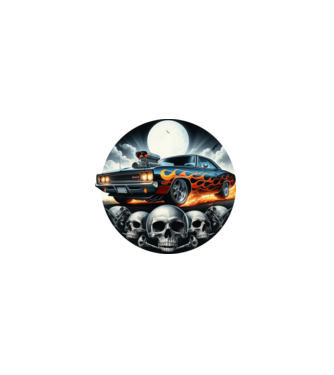 Muscle Car - Izomautó minta fekete pólón
