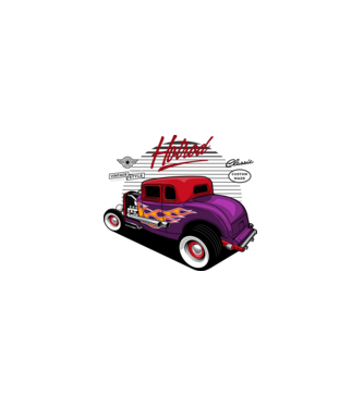 Hot Rod minta fehér pólón