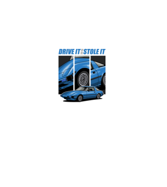 Mazda RX-7 - ˝Drive it like you stole it˝ - (Vezesd úgy, mintha loptad volna) minta fekete pólón