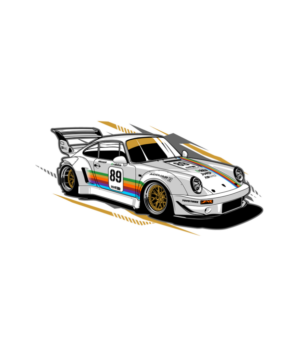 Porsche 964 minta fehér pólón