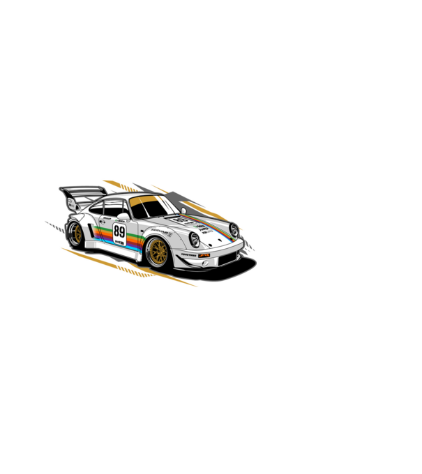 Porsche 964 minta fehér pólón