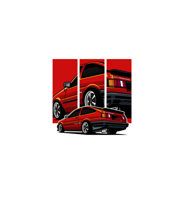 Toyota AE86 minta szürke pólón