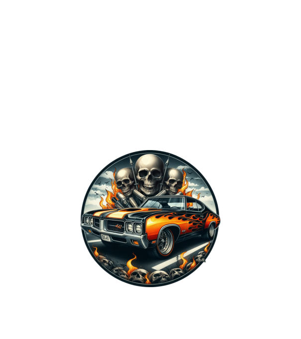 Muscle Car - Izomautó minta fekete pólón
