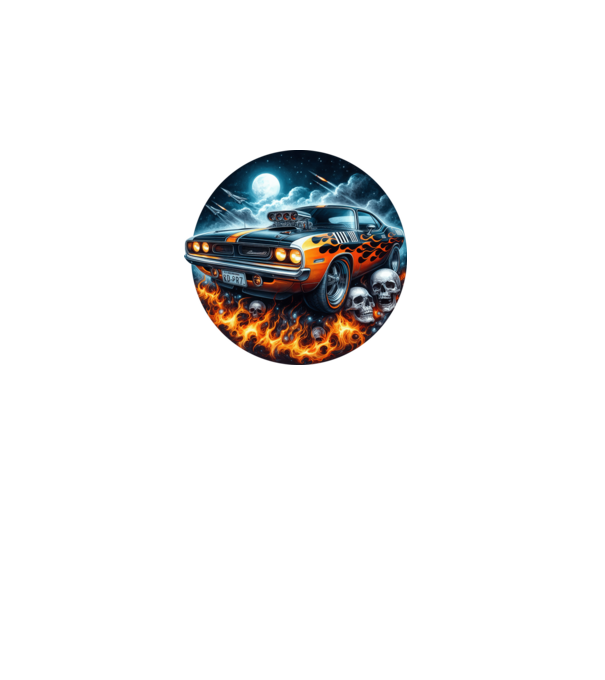 Muscle Car - Izomautó minta fekete pólón